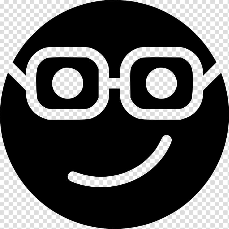 Emoji Black And White, Emoticon, Nerd, Face, Facial Expression, Smile, Text, Smiley transparent background PNG clipart