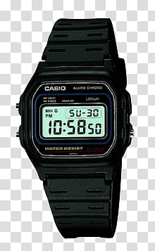 BLACK RESOURCESFORBITCHES, square black Casio digital watch transparent background PNG clipart
