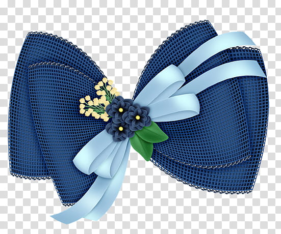 Blue Bow Designed, blue floral ribbon transparent background PNG clipart