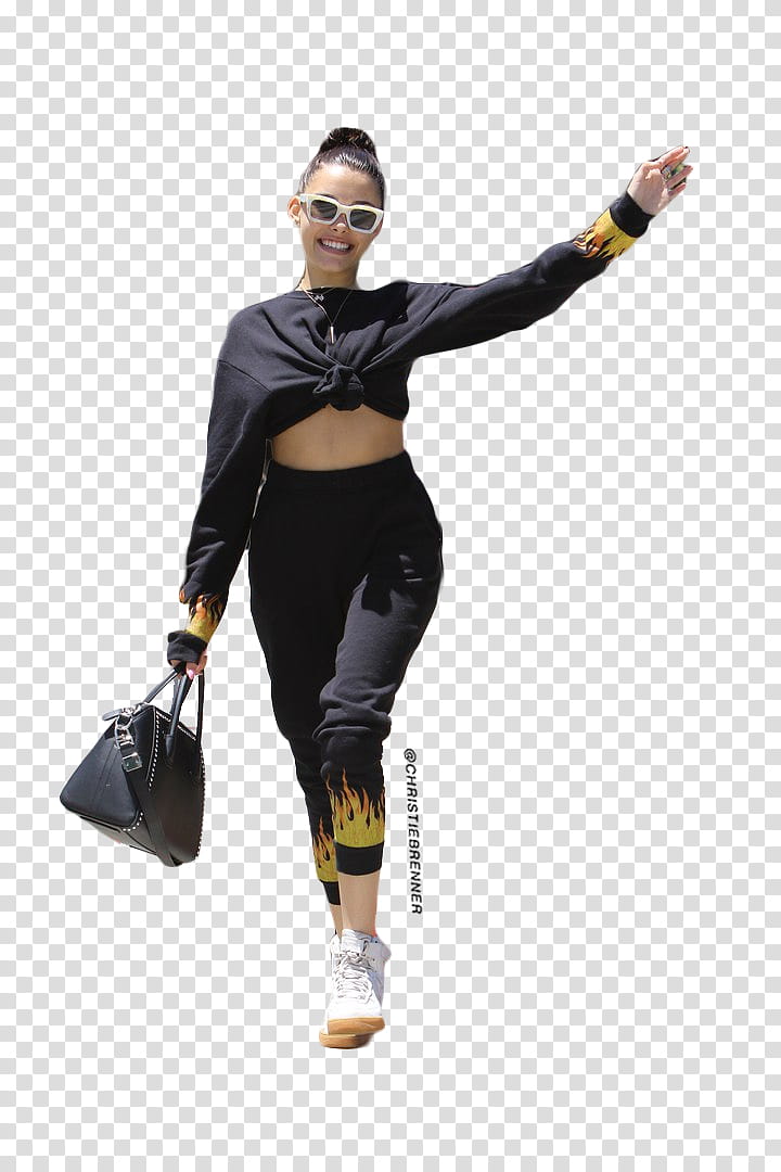 Madison Beer , woman carrying black tote bag transparent background PNG clipart