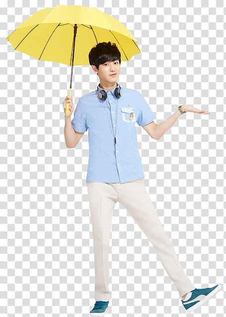 EXO PART TWO  S, man holding yellow umbrella transparent background PNG clipart