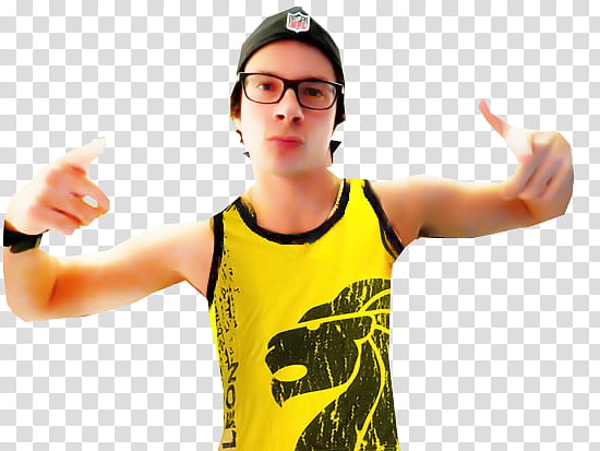 MARIO HART Y ALE BAIGORRIA, man black cap and yellow and black tank top transparent background PNG clipart