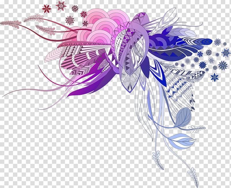 abstract divider, purple and blue floral transparent background PNG clipart