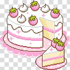 PIXEL KAWAII S, strawberry cake art transparent background PNG clipart