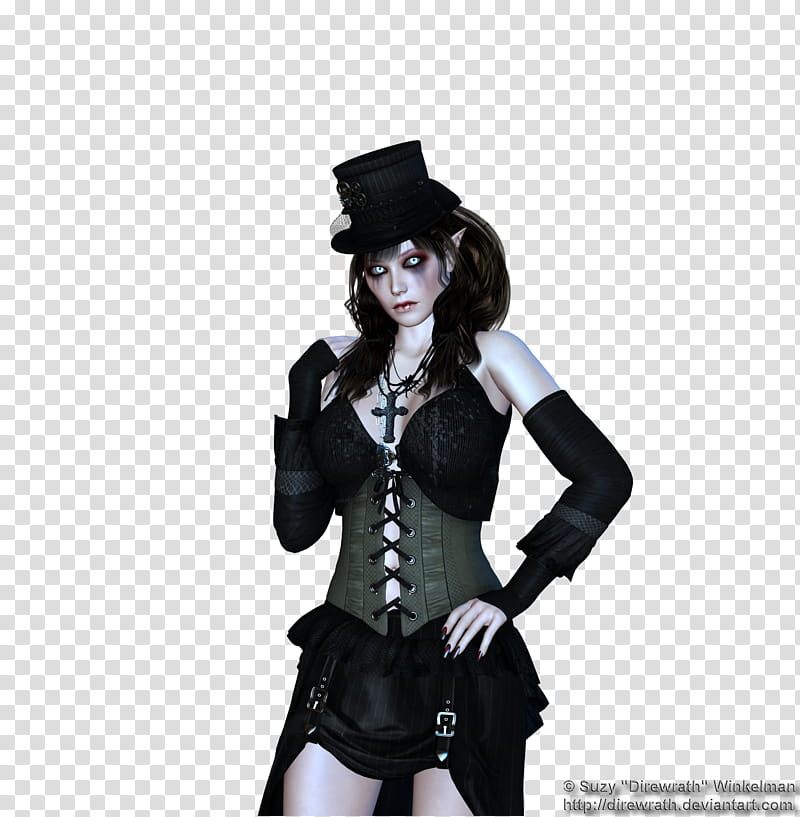Steampunk Vamp , woman wearing top hat illustration transparent background PNG clipart