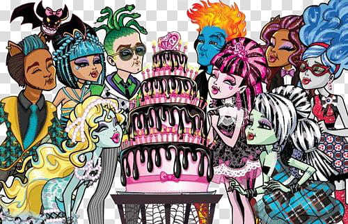Monster High characters and cake illustration transparent background PNG clipart