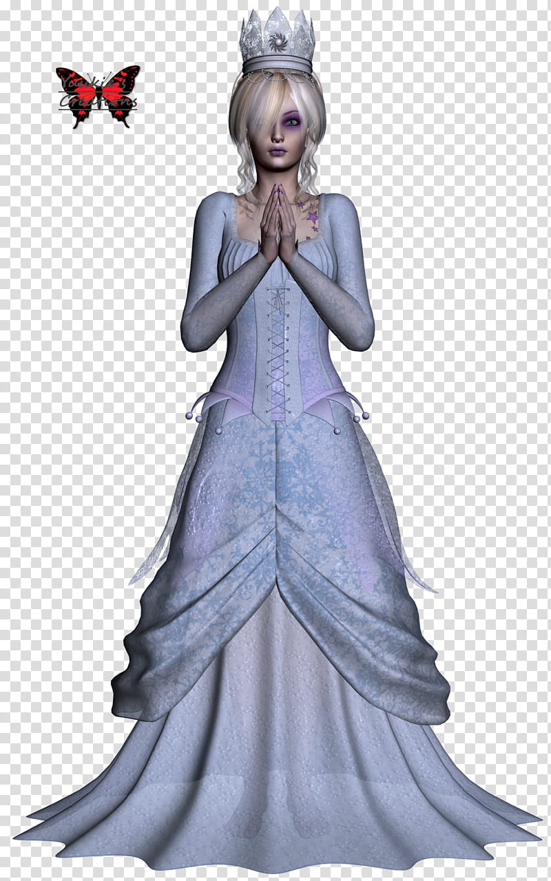 Snow Queen Girl Anime Character In Gray Dress Transparent