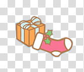 Cute Christmas xp, pink and white sock and gift box illustration transparent background PNG clipart