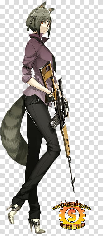 Anime Render , woman holding rifle illustration transparent background PNG clipart