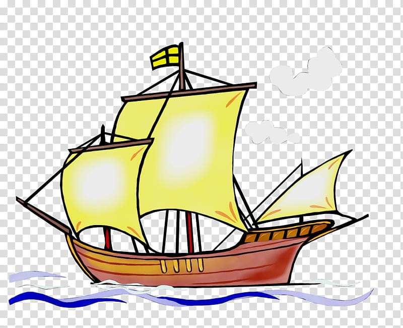 vehicle boat carrack sailing ship caravel, Watercolor, Paint, Wet Ink, Manila Galleon, Watercraft, Mast transparent background PNG clipart
