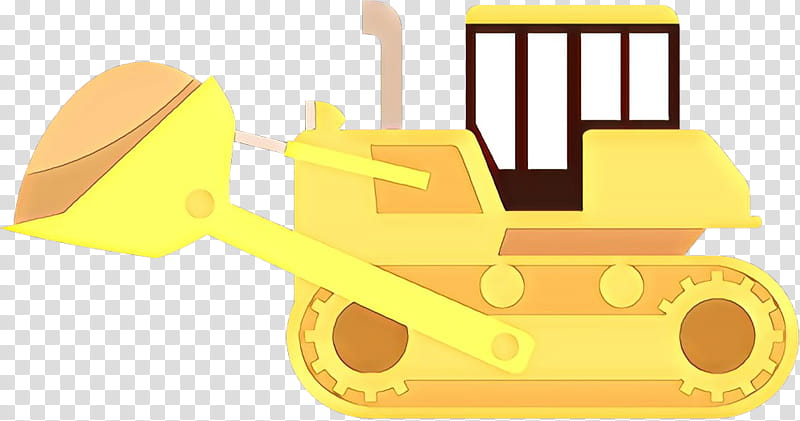yellow construction equipment vehicle bulldozer, Cartoon transparent background PNG clipart