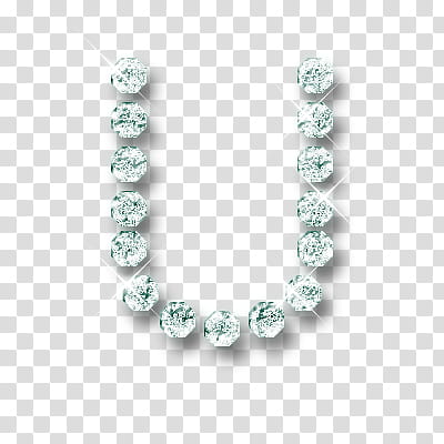 Letras , round clear gemstones forming a U transparent background PNG clipart