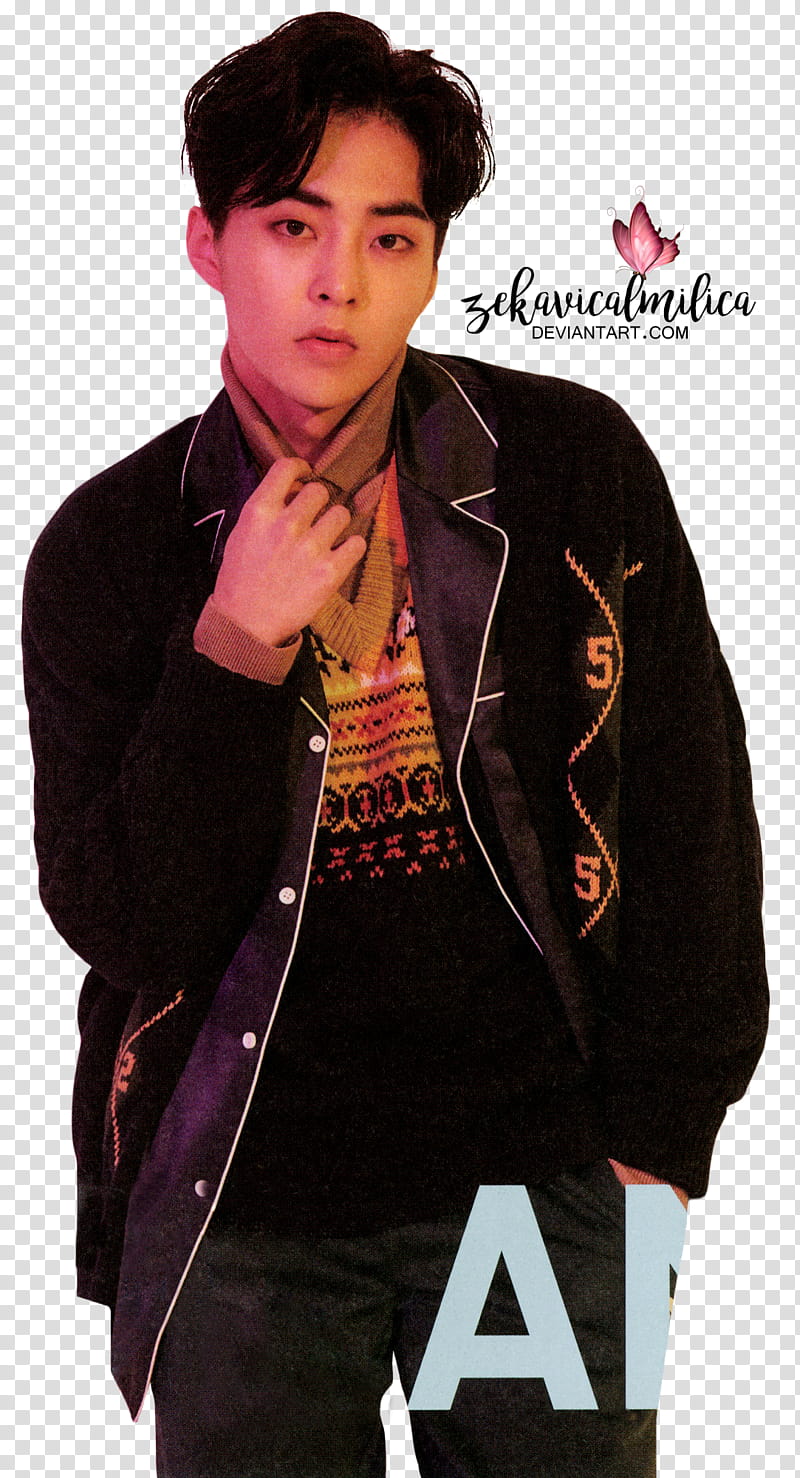 EXO Xiumin  Season Greetings, black jacket transparent background PNG clipart