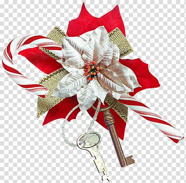 Christmas Ornaments s, gold key and floral decor art transparent background PNG clipart