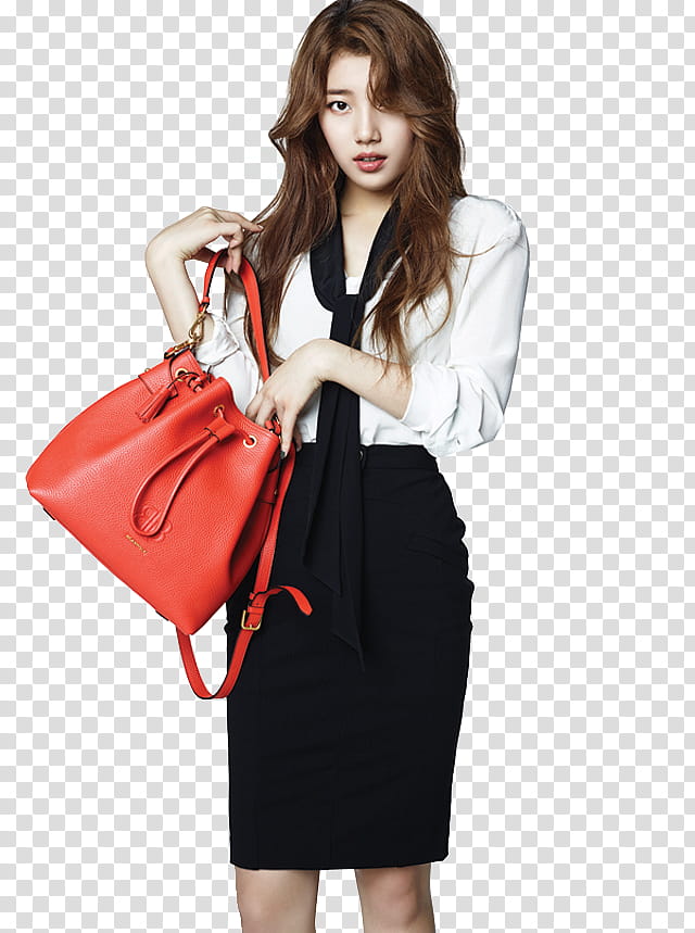 woman carrying red bag transparent background PNG clipart