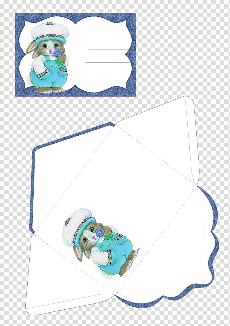 cards for children, blue rabbit card transparent background PNG clipart