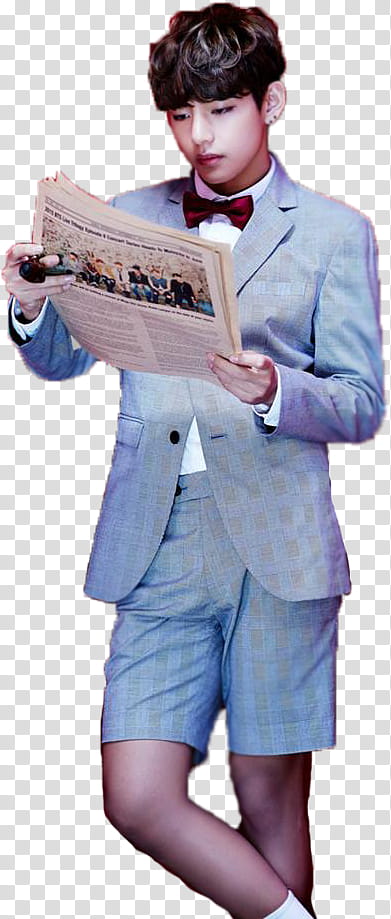 man standing and reading newspaper transparent background PNG clipart