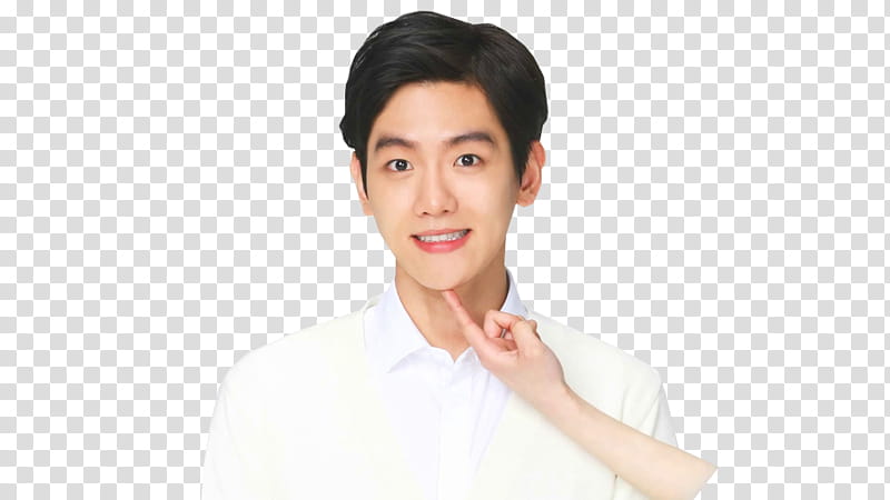 Baekhyun Nature Republic, smiling man wearing white collared tops transparent background PNG clipart