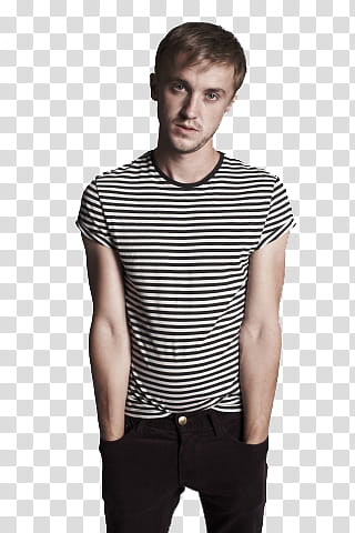 Paquete Tom Felton, Tom Felton wearing white and black striped shirt transparent background PNG clipart