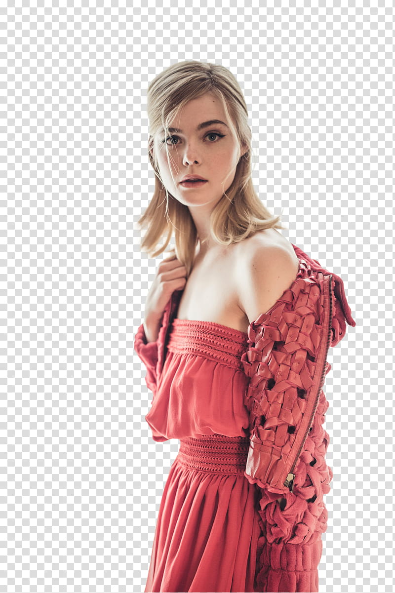Elle Fanning, standing woman holding her chest transparent background PNG clipart
