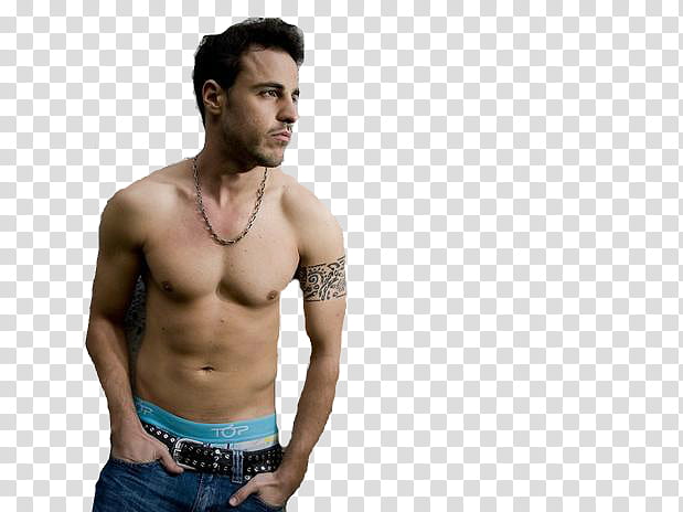 Bruno Coleoni, shirtless man wearing blue denim jeans transparent background PNG clipart