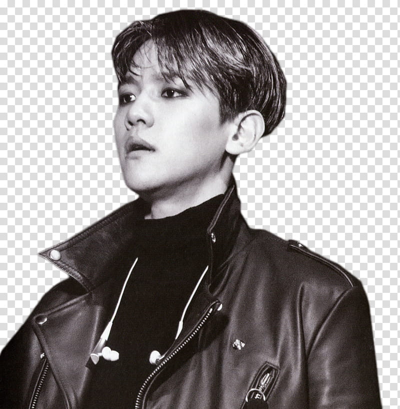 Baekhyun EXODUS Concept, man wearing leather jacket transparent background PNG clipart