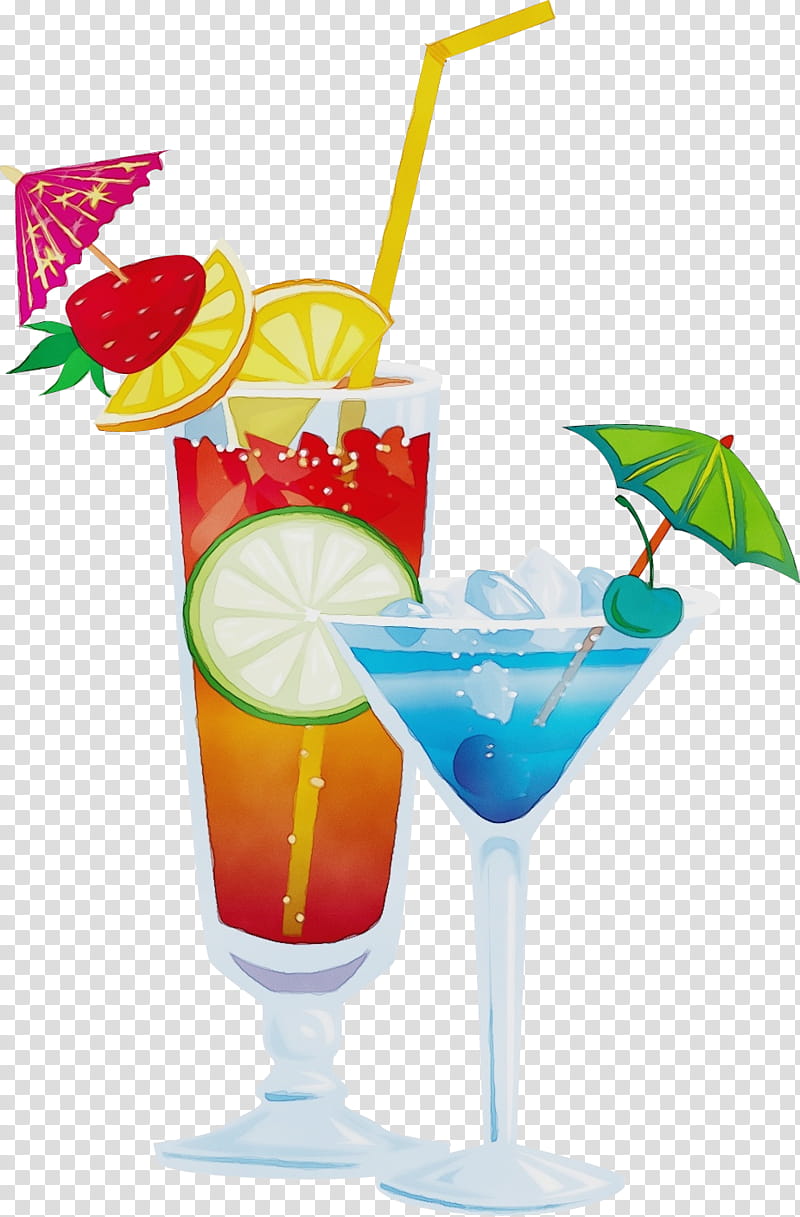 drink cocktail garnish non-alcoholic beverage cocktail blue hawaii, Watercolor, Paint, Wet Ink, Nonalcoholic Beverage, Distilled Beverage, Blue Lagoon, Rum Swizzle transparent background PNG clipart