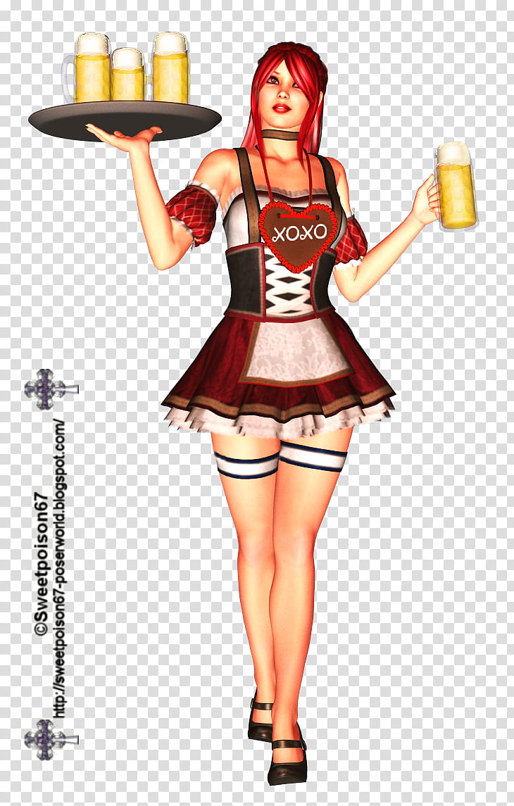 Oktoberfest Heidi, woman holding beer tray illustration transparent background PNG clipart
