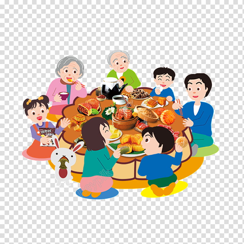 Chinese New Year Family, Family Reunion, Midautumn Festival, Mooncake, Cartoon, Child, Holiday, People transparent background PNG clipart