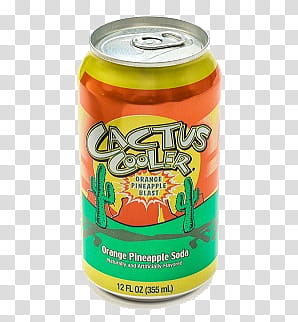Cactus Cooler orange pineapple soda can transparent background PNG clipart