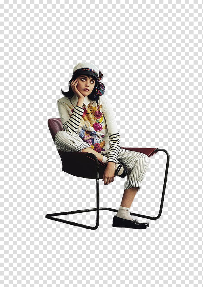 Sky Ferreira, woman seating on black steel chair transparent background PNG clipart