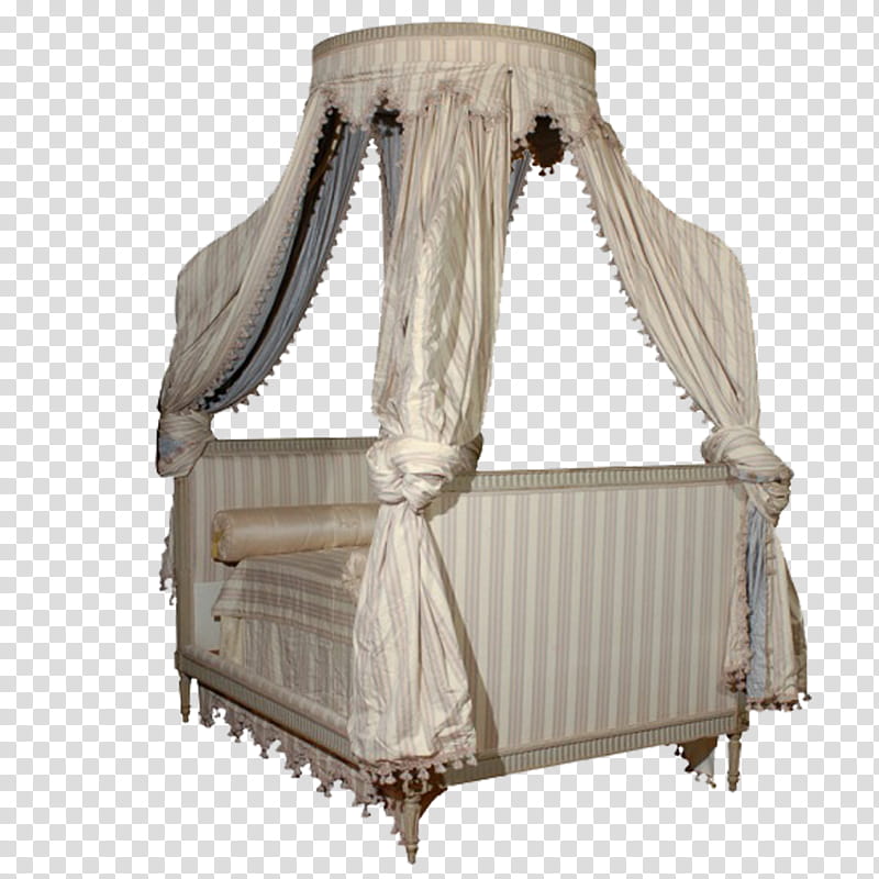 canopy bed, beige bed frame transparent background PNG clipart