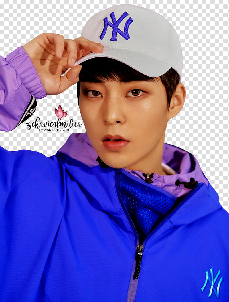 EXO Xiumin MLB, man holding cap posing for transparent background PNG clipart