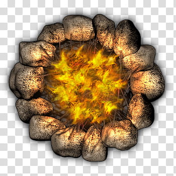 RPG Map Elements , brown stone with fire illustration transparent background PNG clipart