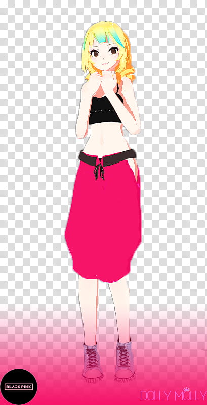 [MMD BLACKPINK] L I S A [ DL!!! ], yellow haired female anime character illustration transparent background PNG clipart