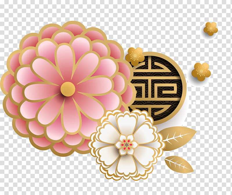 Chinese New Year Flower, Lunar New Year, Bainian, Poster, Cartoon, Papercutting, Pink, Jewellery transparent background PNG clipart