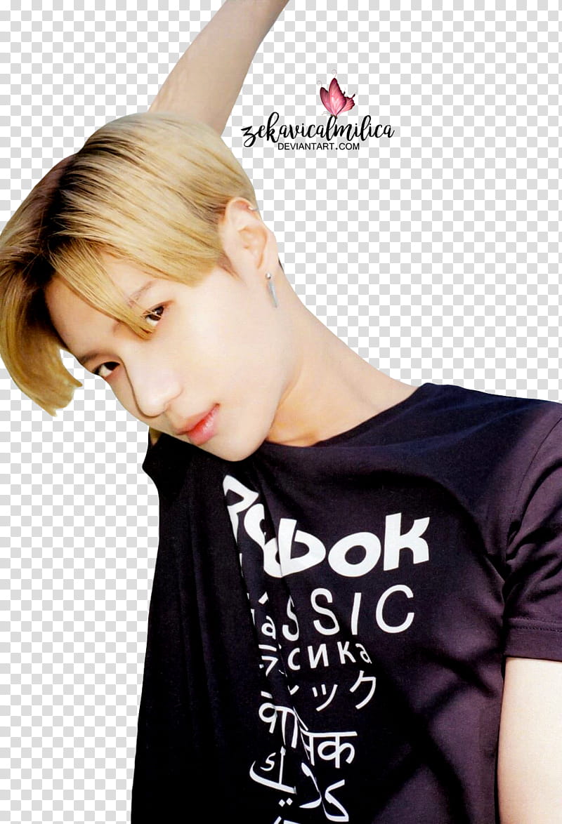 SHINee Taemin Reebok x Dazed, man wearing black Reebok t-shirt transparent background PNG clipart