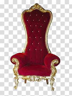 Royalty, tufted red and gold armchair transparent background PNG clipart