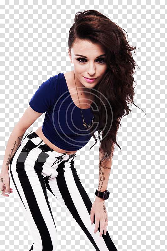 Cher Lloyd, women's white and black striped shirt transparent background PNG clipart