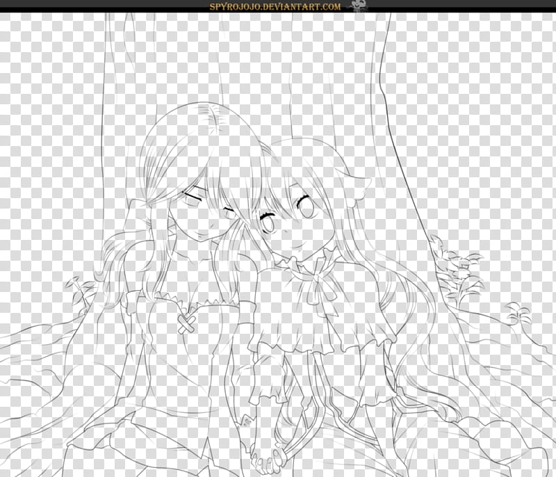 Zeira and mavis (Fairy tail zero) lineart transparent background PNG clipart