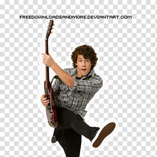 Nick Jonas playing electric guitar transparent background PNG clipart