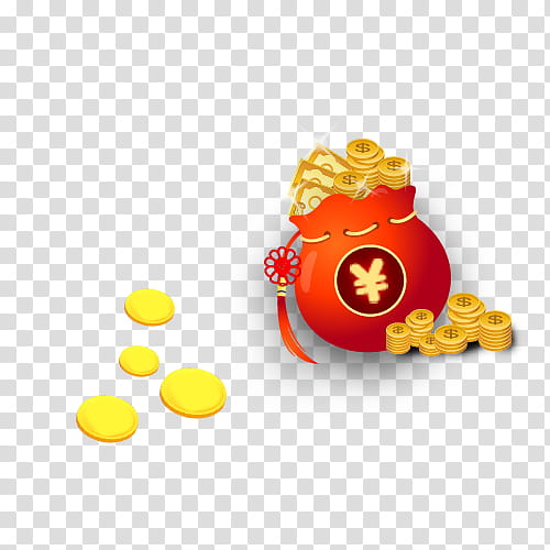 Chinese New Year Gold Coin, Money Bag, Fukubukuro, Coupon, Handbag, Red Envelope, Coin Purse, Yellow transparent background PNG clipart