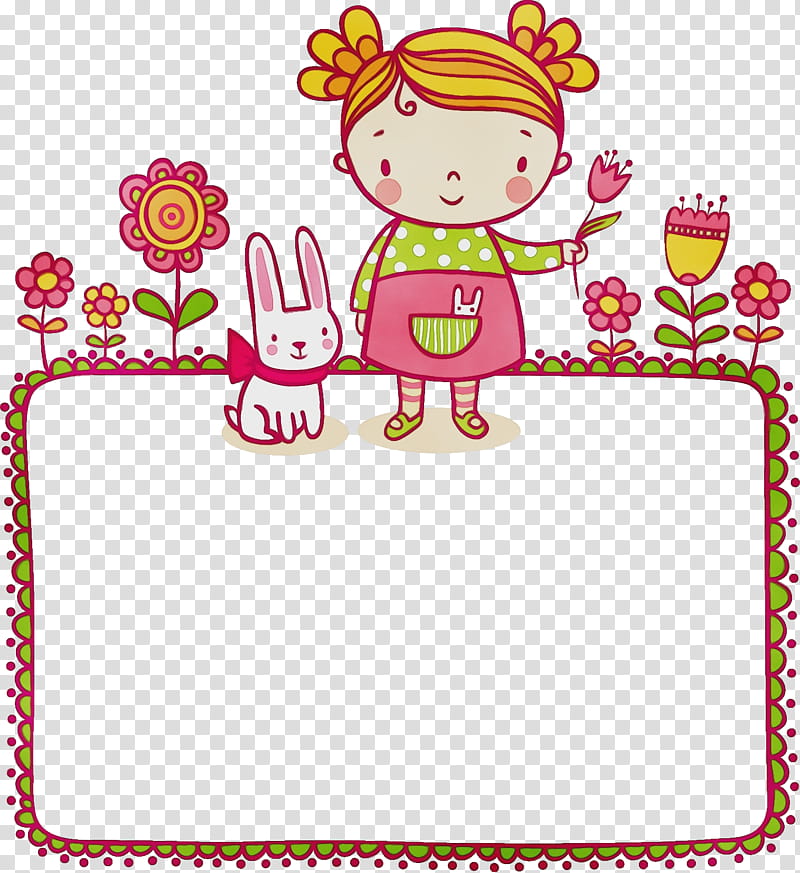 pink line art magenta sticker, Flower Rectangular Frame, Floral Rectangular Frame, Watercolor, Paint, Wet Ink transparent background PNG clipart