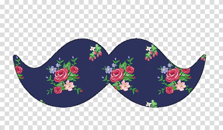 blue and red floral mustache transparent background PNG clipart