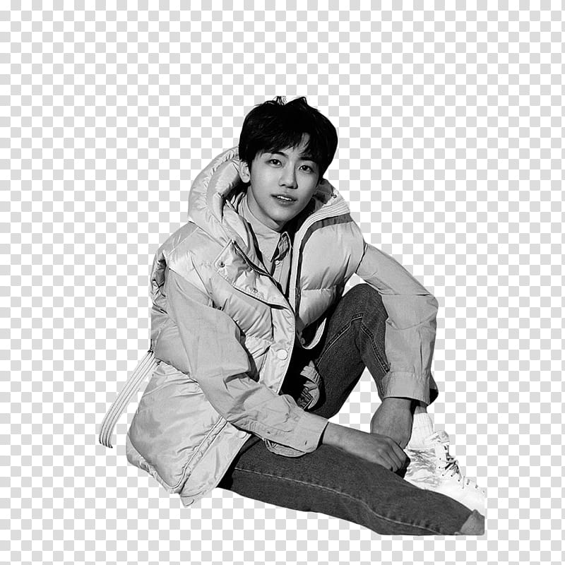 NCT DREAM NCTmentary, sitting man wearing bubble jacket while smiling transparent background PNG clipart
