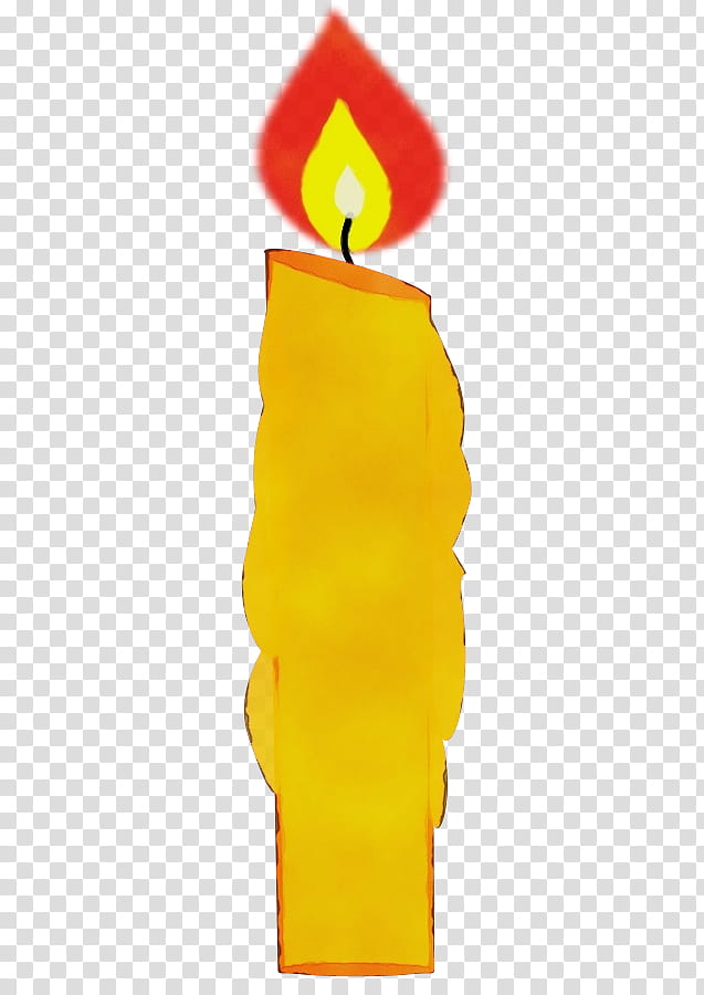 Birthday candle, Watercolor, Paint, Wet Ink, Yellow, Lighting, Flame, Interior Design transparent background PNG clipart