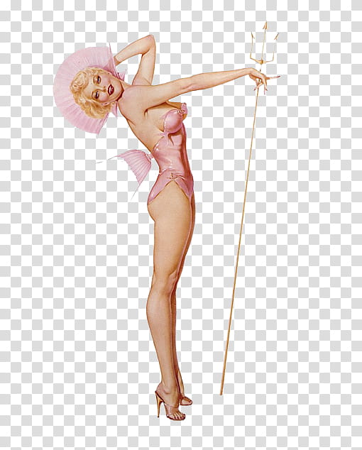 Ning Vintage pin up girls Pics, woman wearing pink one piece painting transparent background PNG clipart