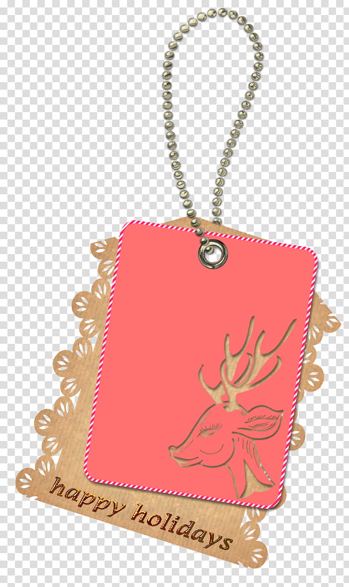 Christmas tags, pink happy holidays keychain transparent background PNG clipart
