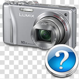 Devices and Printers Icon Collection , Panasonic Lumix ZS, Help, silver Lumix point-and-shoot camera transparent background PNG clipart