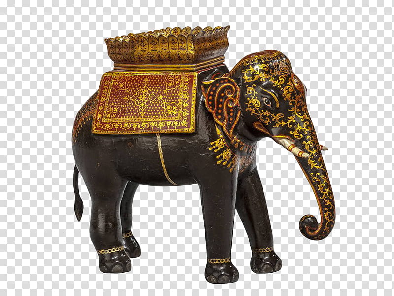 , black and gold elephant figurine transparent background PNG clipart